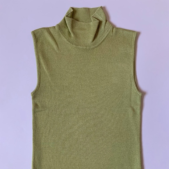 Pastel Green Mock Neck Tank by Linda Allard Ellen Tracy -86% SILK - Picture 1 of 3